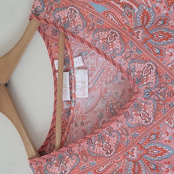 Belle by Kim Gravel Pink Orange Paisley Bell Sleeve Blouse and Tank Set Size 1X - Picture 4 of 9